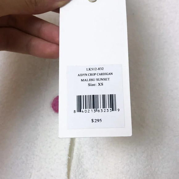 NEW LoveShackFancy Aidyn Crop Knit Puff Sleeve Cardigan in Malibu Sunset XS NWT - Picture 6 of 9